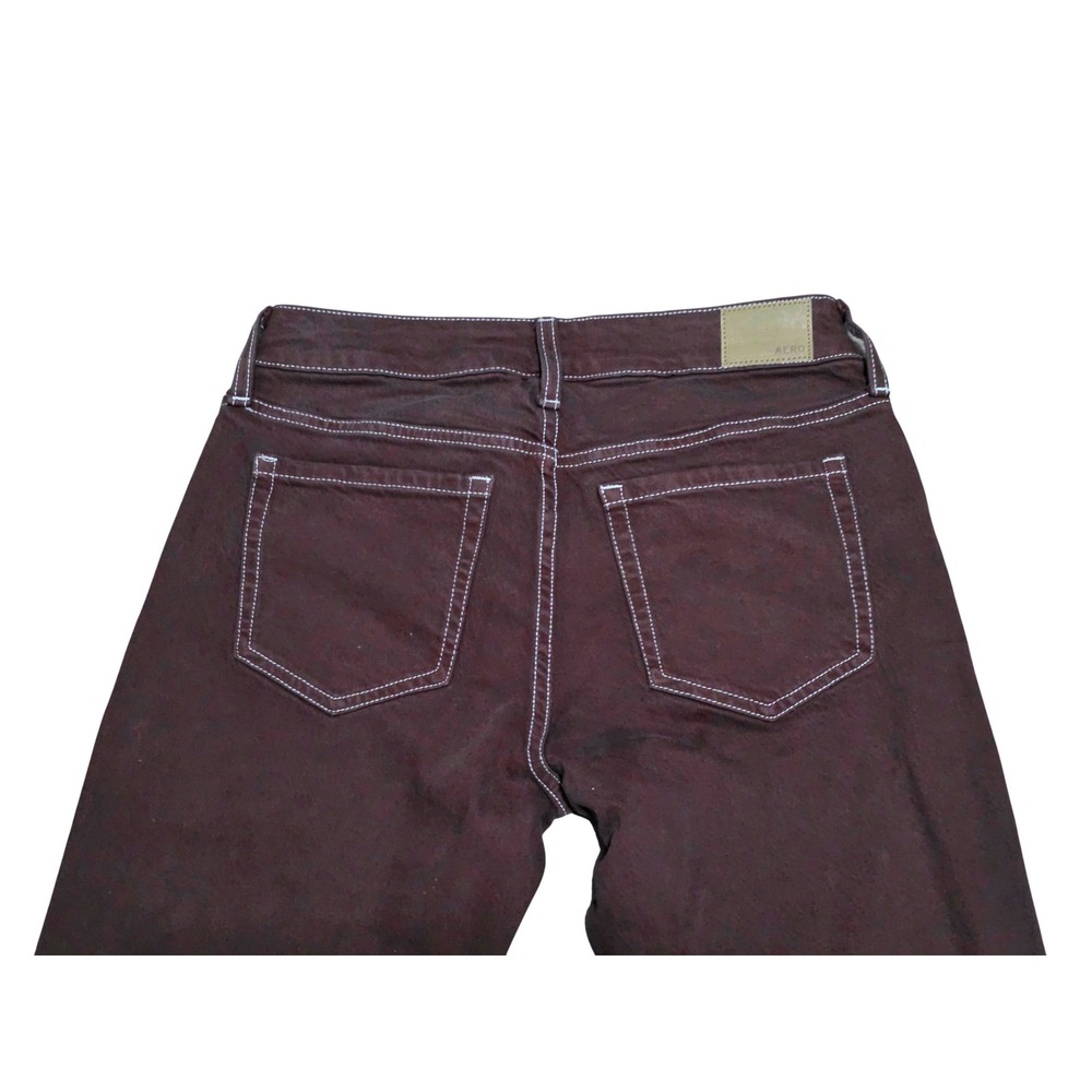 Aeropostale Womens Low Rise Flare Jeans Burgundy Brown Contrast Stitch 4R NEW - Picture 8 of 14